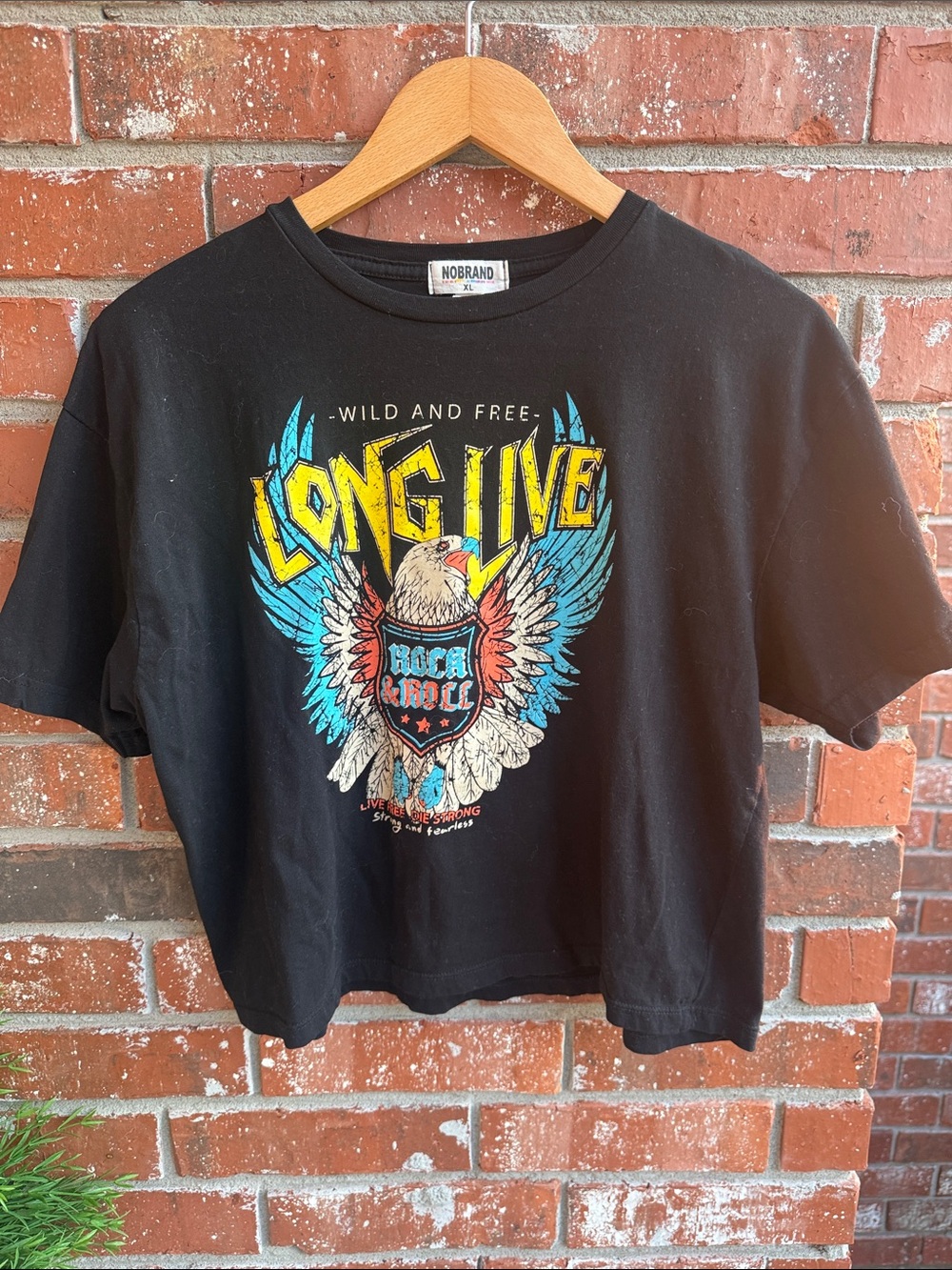 NOBRAND Black Graphic Tee with Eagle Design